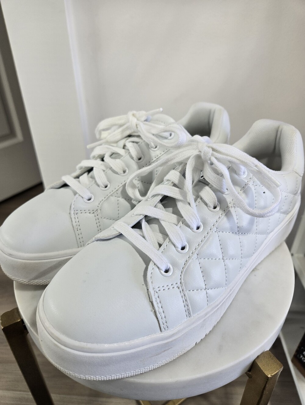 Rival Classic Quilted White Women's Sneakers - Casual Everyday Shoe Size 7.5